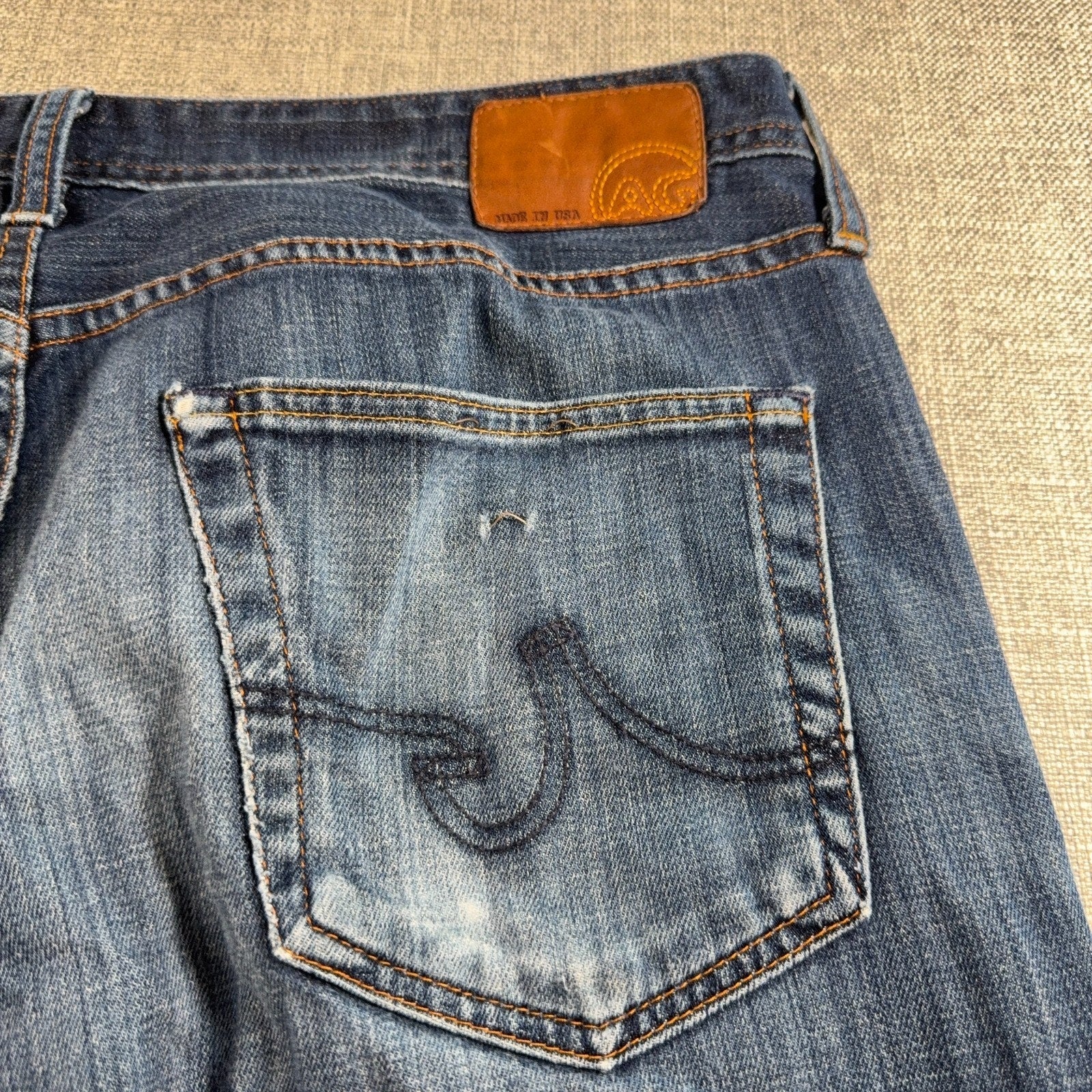 AG Adriano Goldschmied Protege Jeans Men 38x34 Straight Leg USA Distressed