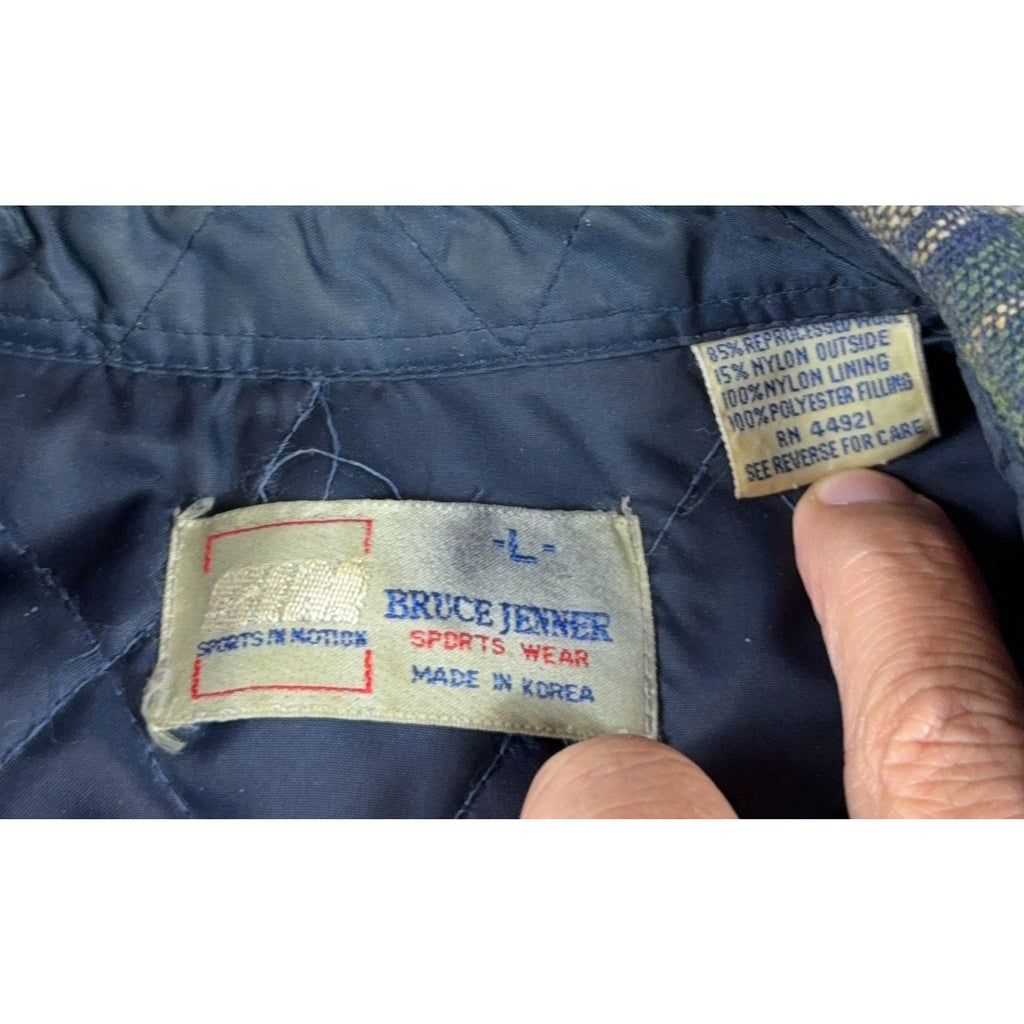 Vintage 1980s Bruce Jenner Plaid Flannel Shacket Mens L Quilted Lined Korea