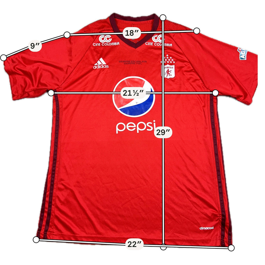Adidas America de Cali 2017-18 Home Soccer Jersey Pepsi Red Men’s XL