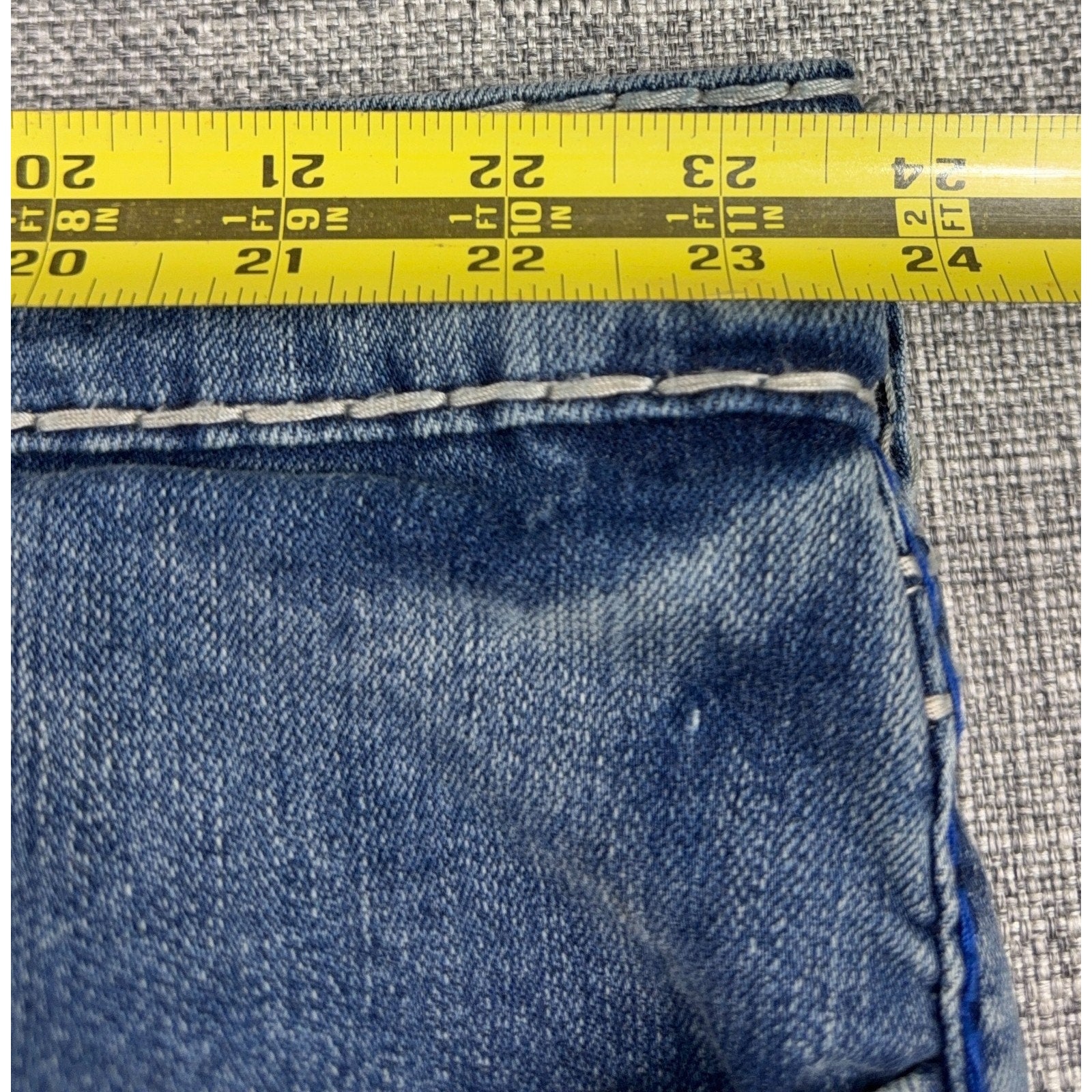 True Religion Rocco Relaxed Skinny Jeans Mens 44 Blue Orange Contrast Stitch