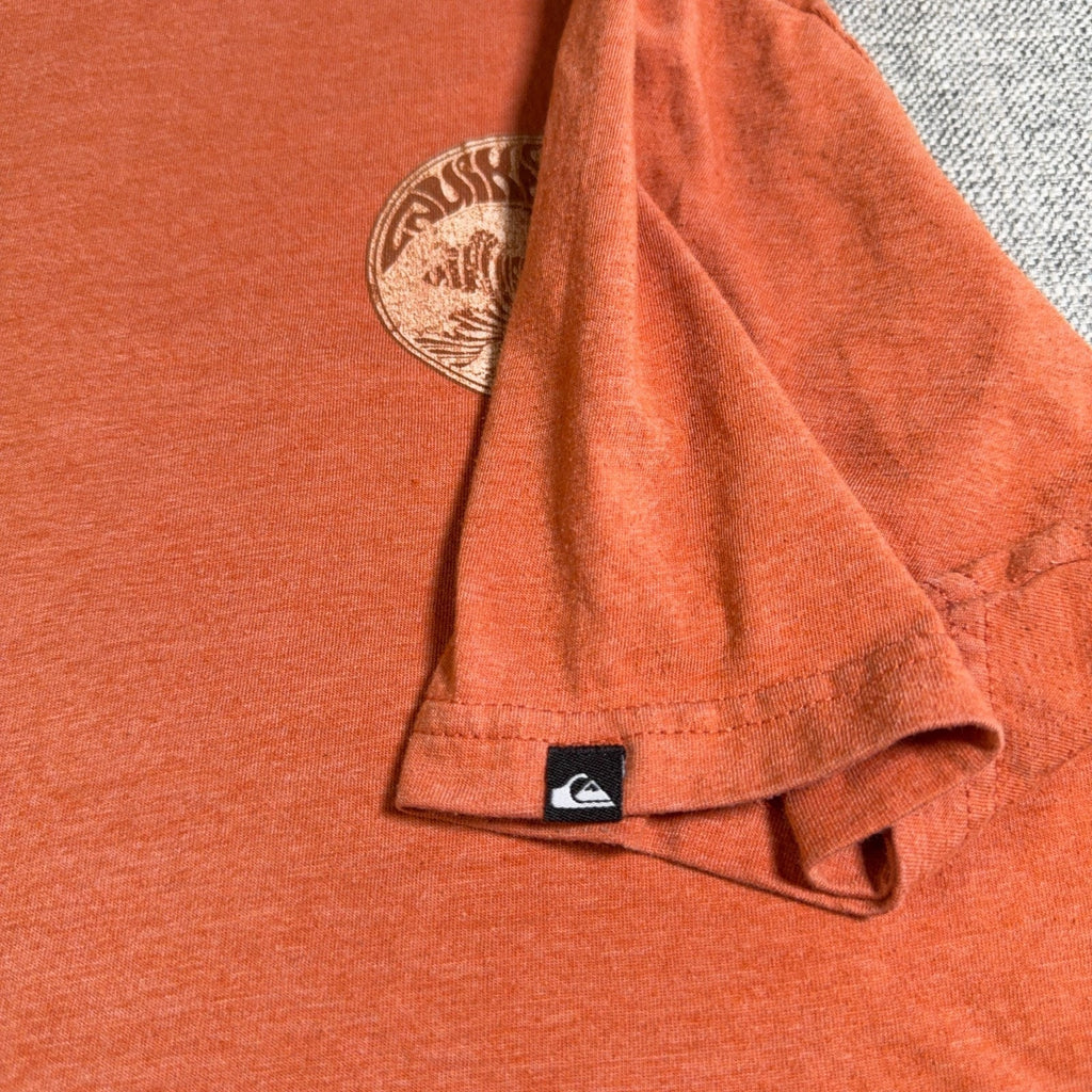 Quiksilver 1969 Wave Graphic T Shirt Mens Medium Orange Surf Skate Double Sided