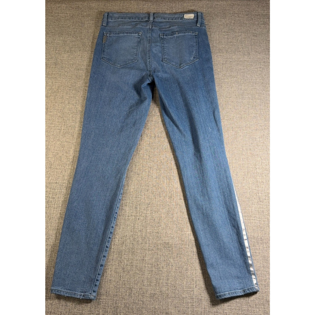 PAIGE Hoxton Ankle Jeans Womens 30 Blue Metallic Silver Stripe Skinny High Rise