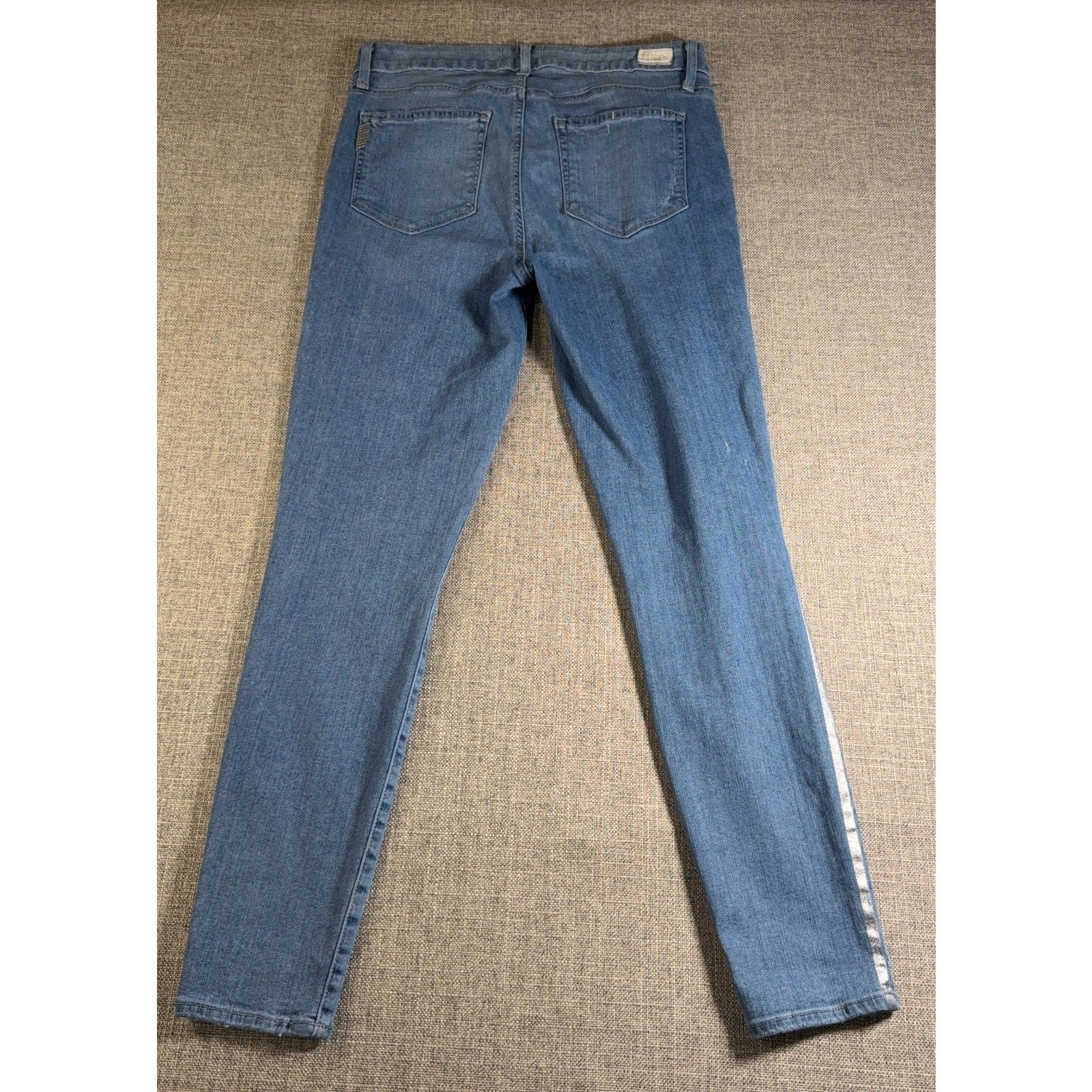 PAIGE Hoxton Ankle Jeans Womens 30 Blue Metallic Silver Stripe Skinny High Rise