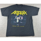 Anthrax Among The Living T Shirt M&O Gold Black Thrash Metal Band Tee XL