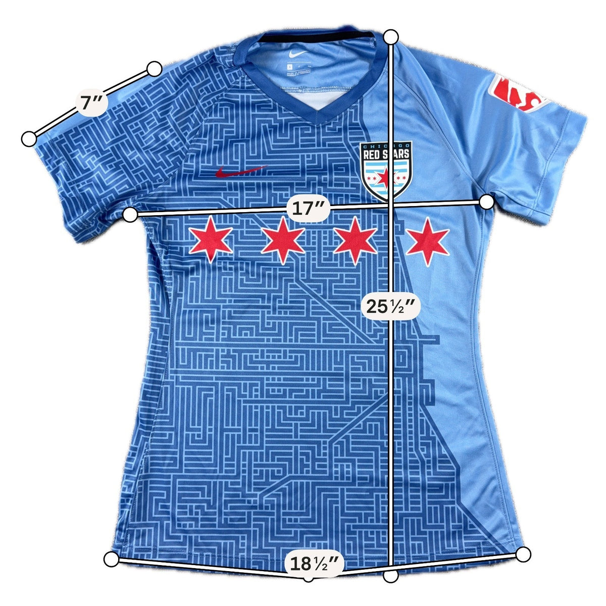 Nike Chicago Red Stars NWSL Jersey Women Small 2020 Blue Soccer Kit
