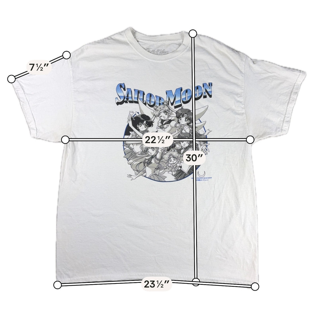 Sailor Moon T Shirt Mens XL Pretty Guardian Anime Sailor Scouts White Graphic T