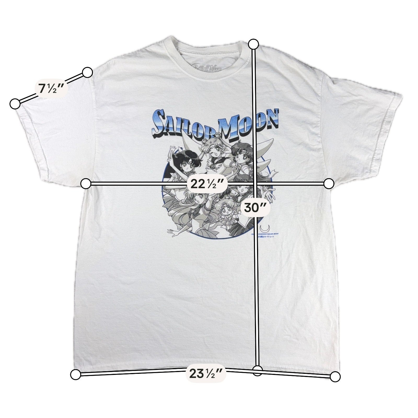 Sailor Moon T Shirt Mens XL Pretty Guardian Anime Sailor Scouts White Graphic T