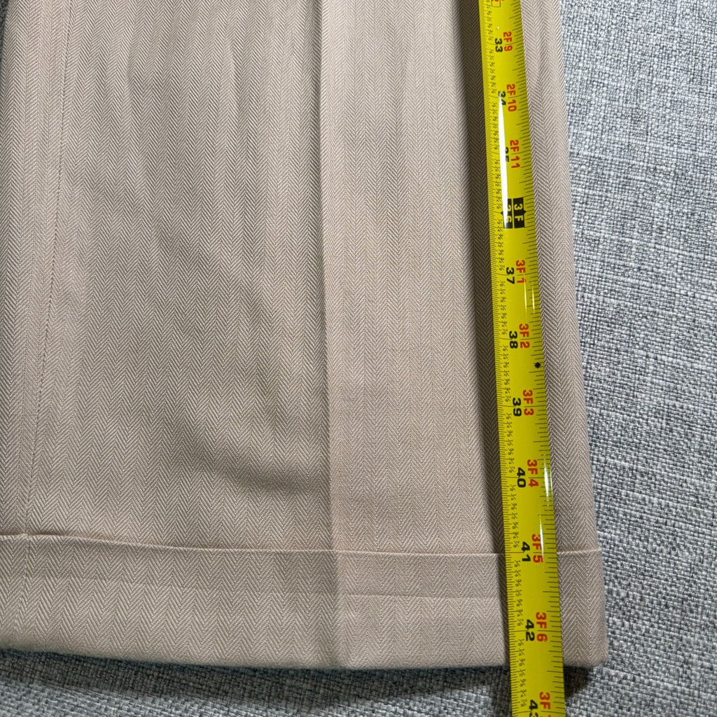 Polo Ralph Lauren Pants Mens 36x30 Khaki Pleated Herringbone Cuffed Cotton