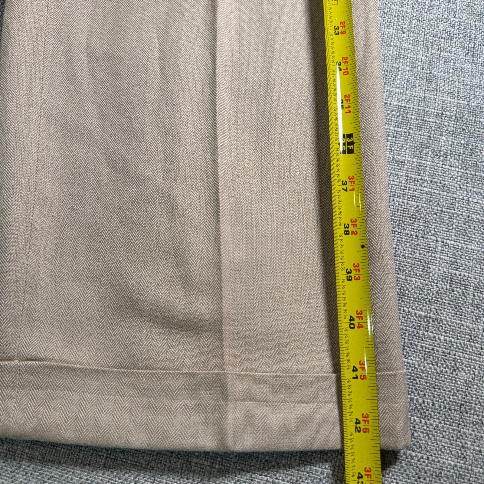 Polo Ralph Lauren Pants Mens 36x30 Khaki Pleated Herringbone Cuffed Cotton