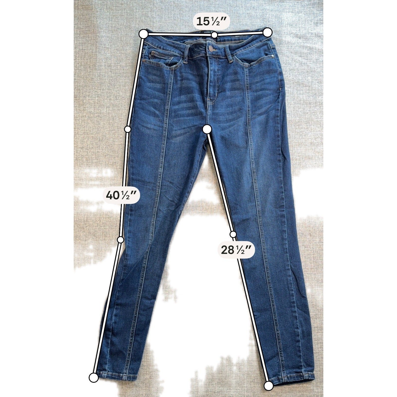 Judy Blue Jeans Womens 11/30 Skinny Fit Stretch Front Seam Dark Wash Denim