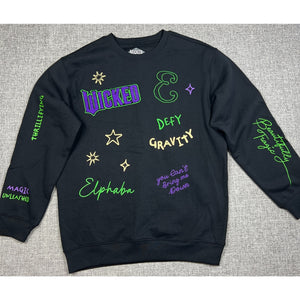 Wicked Universal Studios Embroidered Crewneck Sweatshirt Black Size M Movie