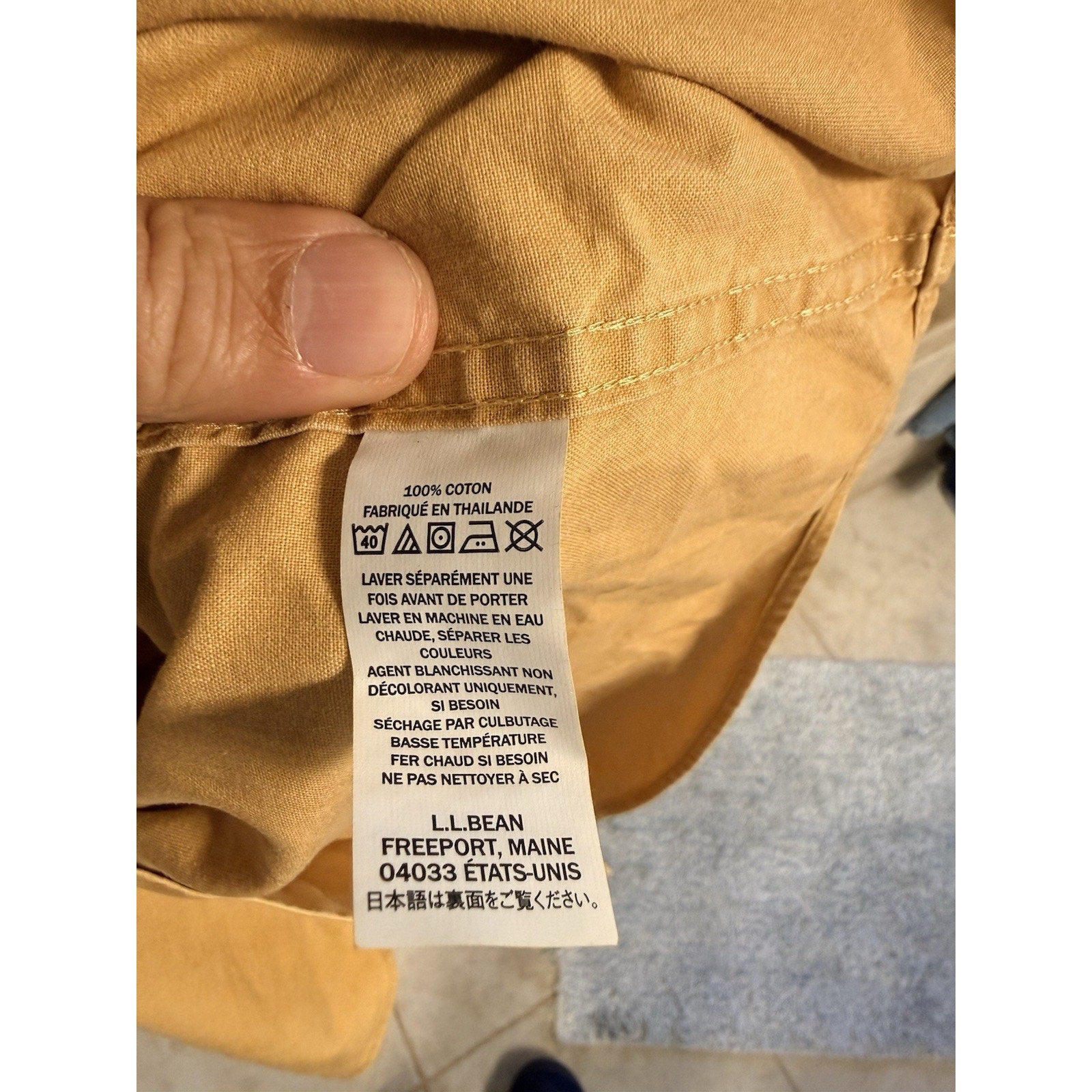 L.L. Bean Mens Large Traditional Fit Shirt Yellow Cotton Button Front Workwear