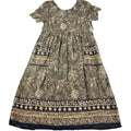 Molly Malloy Petite Maxi Dress Olive Floral Border Print Boho Pockets Tie Back