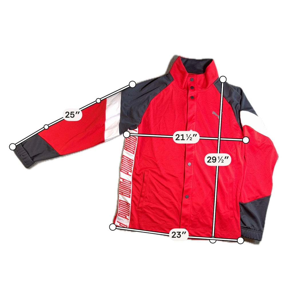 PUMA A.C.E. Track Jacket Men L Red Black White Snap Front 517851-02 DryCELL
