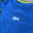 Stussy Authentic Gear Windbreaker Jacket Mens XL Blue Neon Yellow Quarter Zip