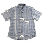 Tommy Bahama Mens Large Silk Camp Shirt Blue White Patchwork Stripe