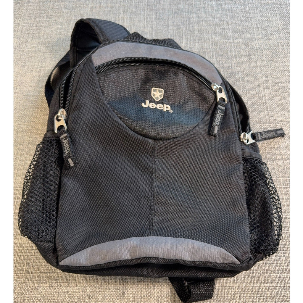 Jeep Mini Backpack Black Gray Logo Travel Daypack Small Bag Mesh Pockets