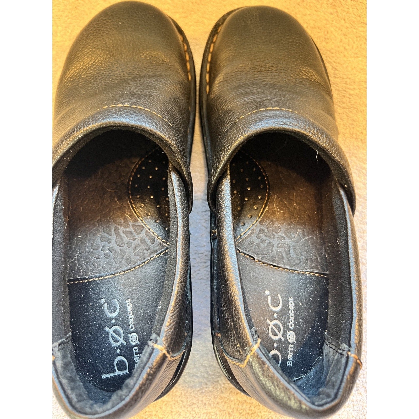 b.o.c Born Concept Black Leather Clogs Womens Size 8M Comfort Mule Work Shoes