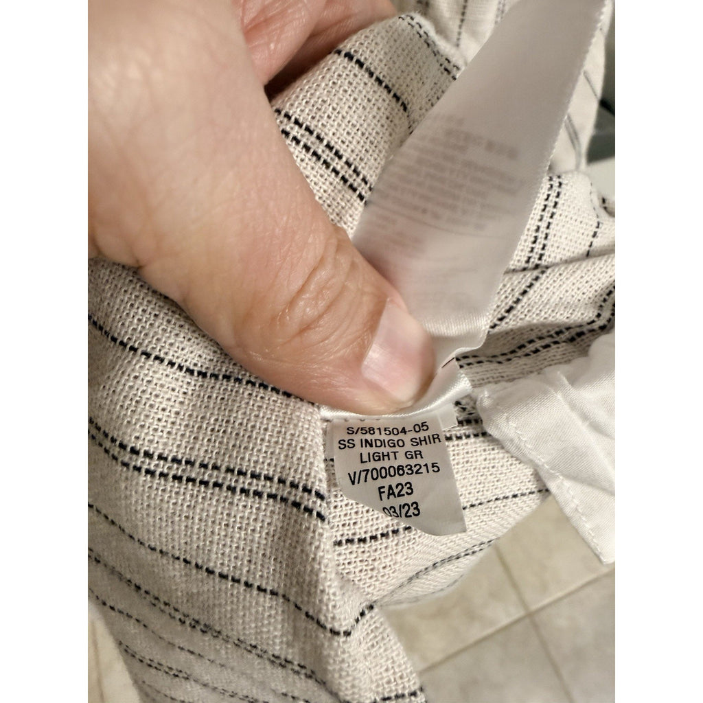 Banana Republic XL Indigo Stripe Shirt 100% Cotton Short Sleeve Casual Beach