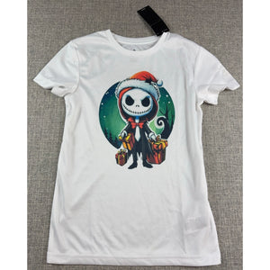 Adidas Youth Girls S 8 Christmas Skeleton Santa Graphic Shirt White NWT