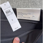 NWT Ann Taylor The Chelsea Skinny Ankle Pants Black Size 8 Bi Stretch Zip Hem