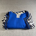 A La Carte Womens XS Jacket Black White Blue Embroidered Beaded Boho Art