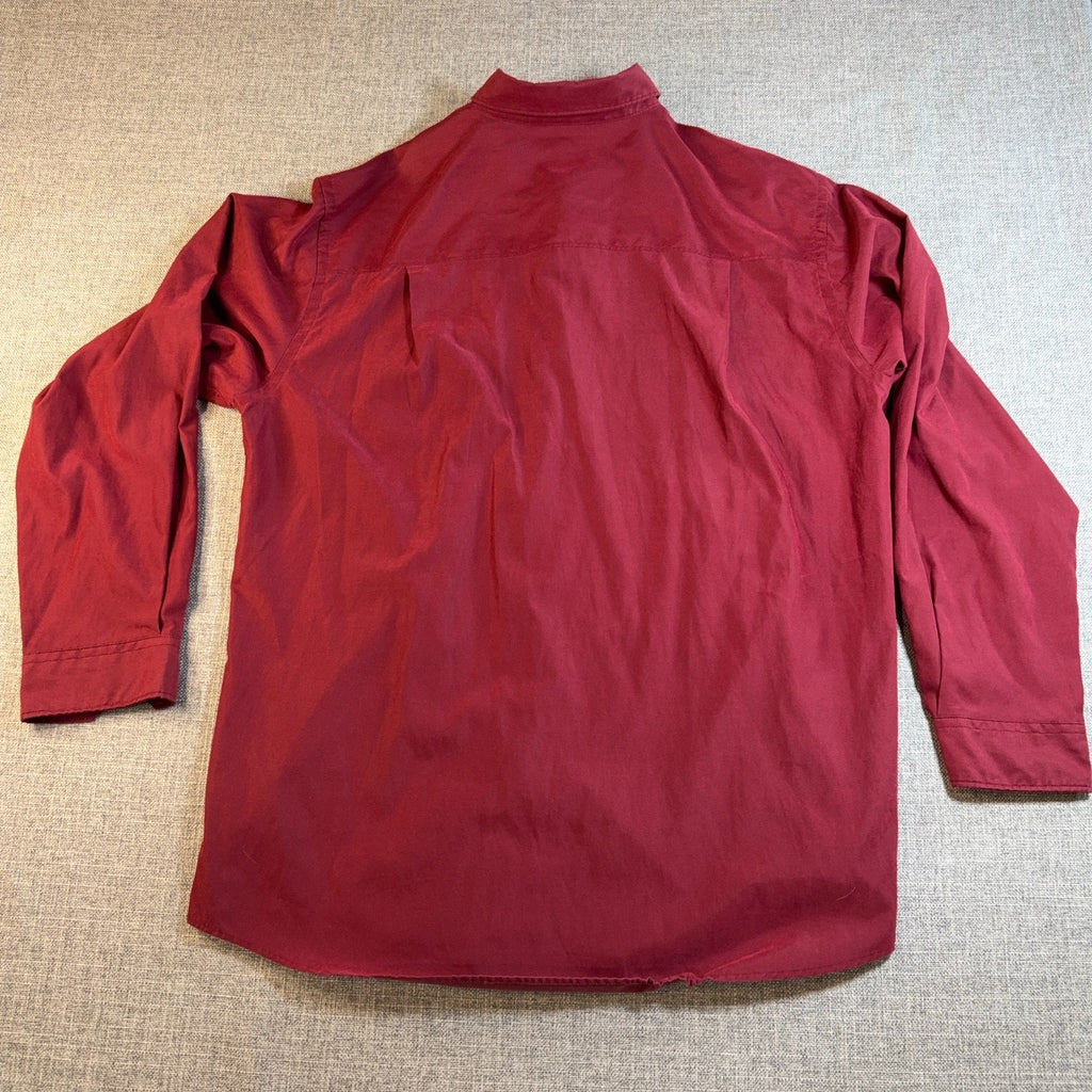 Brandini Le Collezioni Shirt Mens XL Red Faux Suede Microfiber Retro Button Up