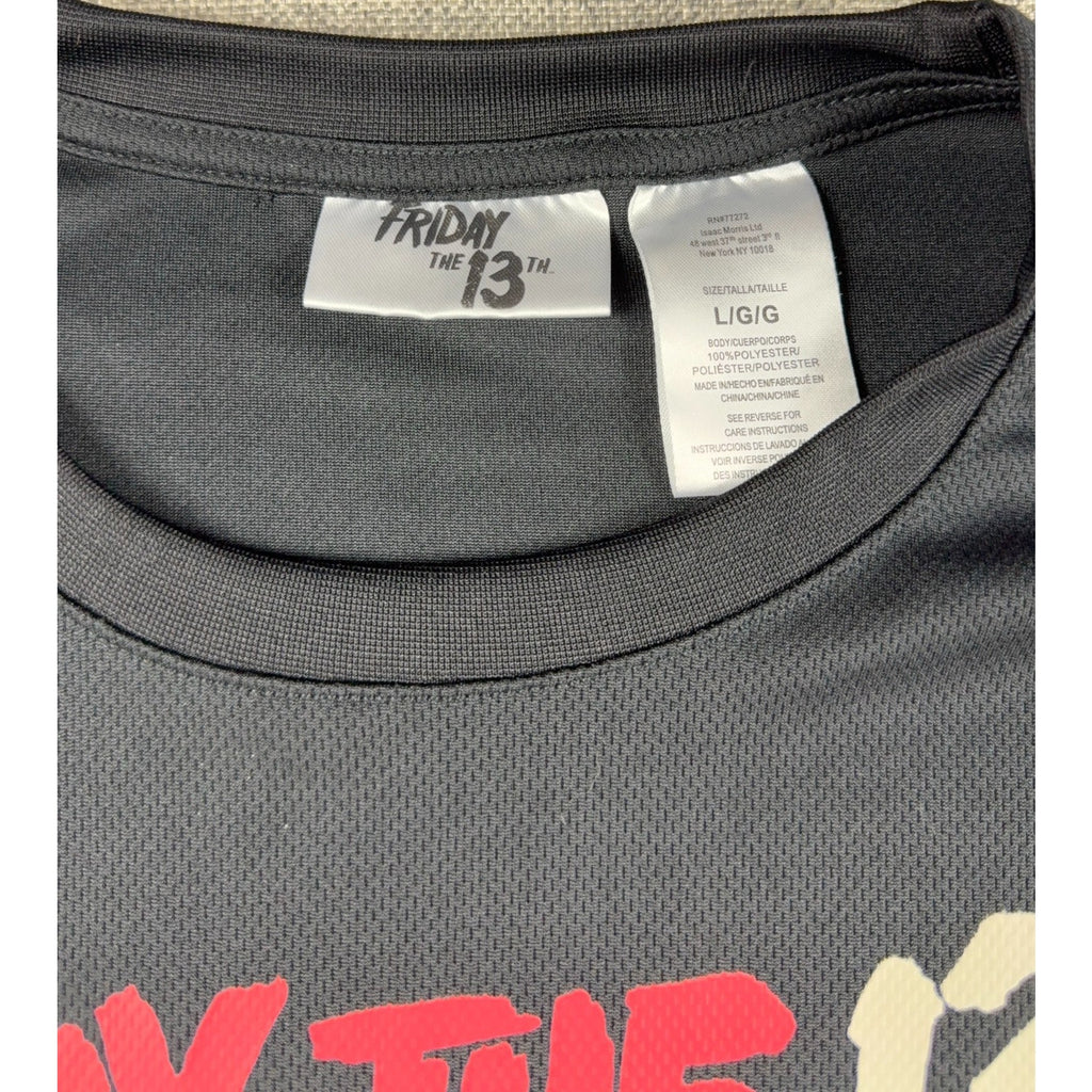 Friday the 13th Jason Voorhees Hockey Jersey Shirt Mens L Black Red Horror