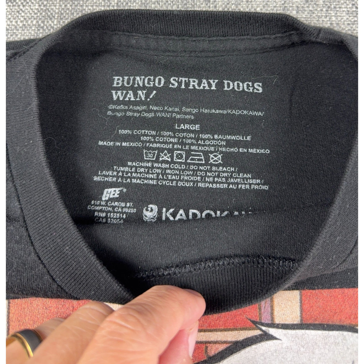 Bungo Stray Dogs WAN T Shirt Adult L Black Akutagawa Atsushi Anime Manga