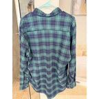 Mizzen+Main Mens M Standard Fit Green Navy Plaid Performance Dress Shirt US Made