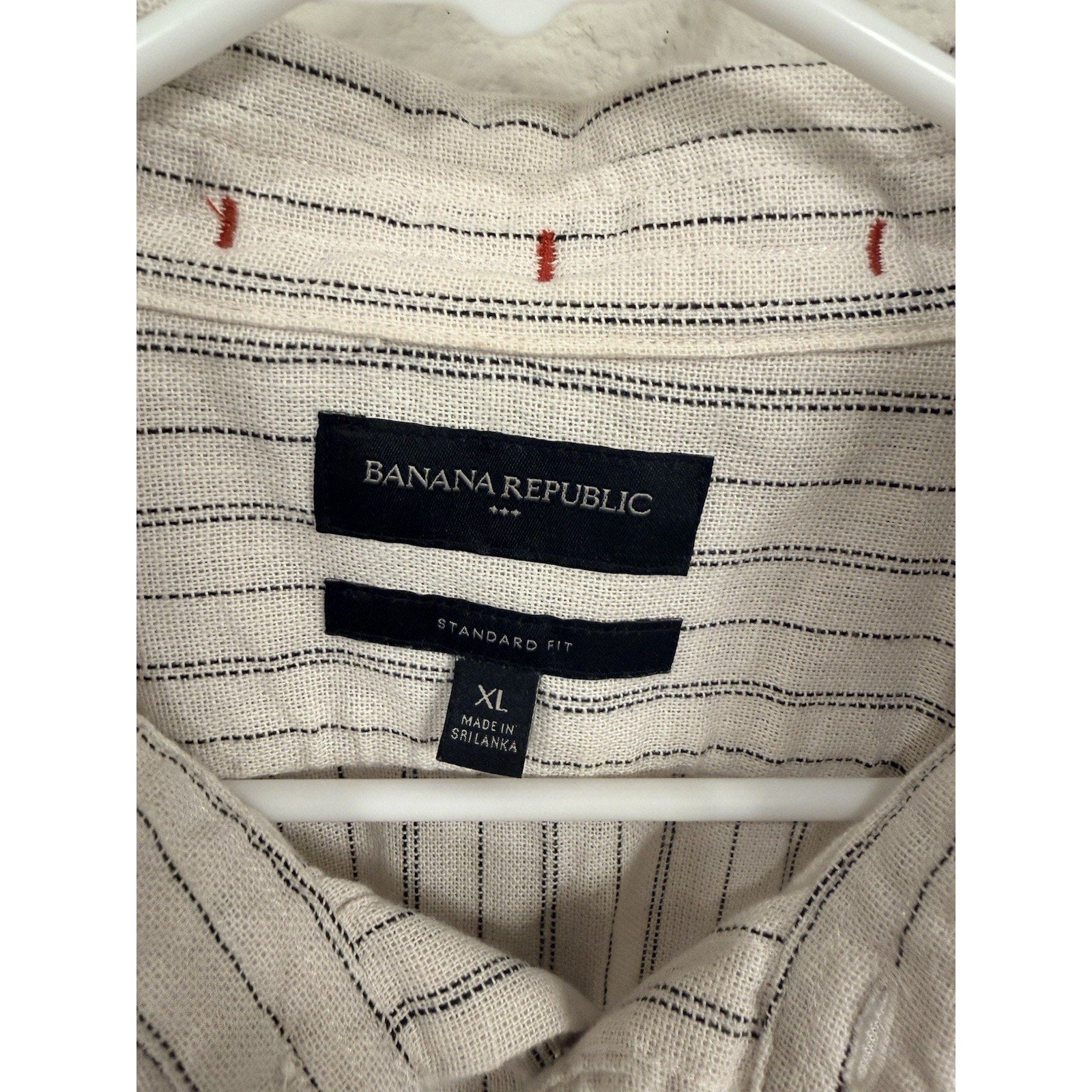 Banana Republic XL Indigo Stripe Shirt 100% Cotton Short Sleeve Casual Beach