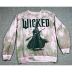 Wicked Elphaba Graphic Tie Dye Sweatshirt Adult M Pink Green Universal