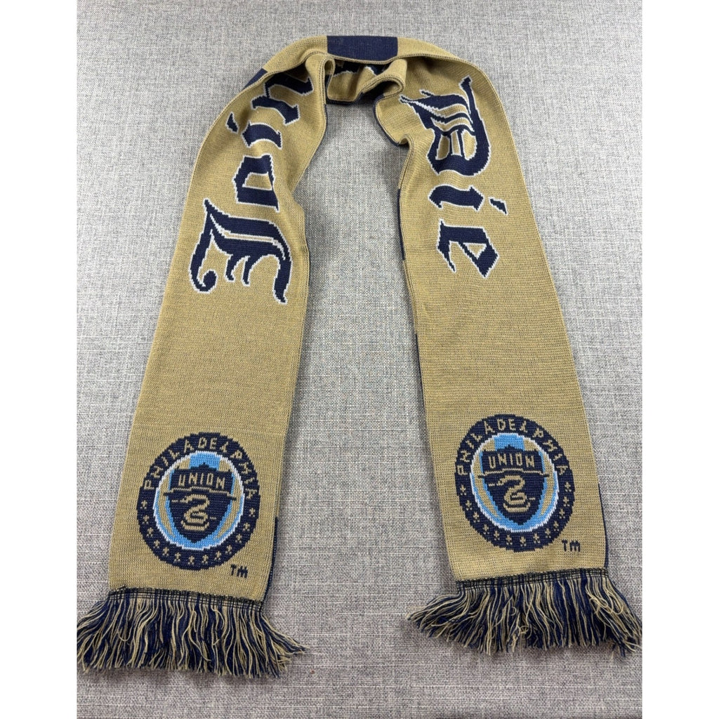 Philadelphia Union Join or Die Scarf Ruffneck MLS Soccer Navy Gold Fringe