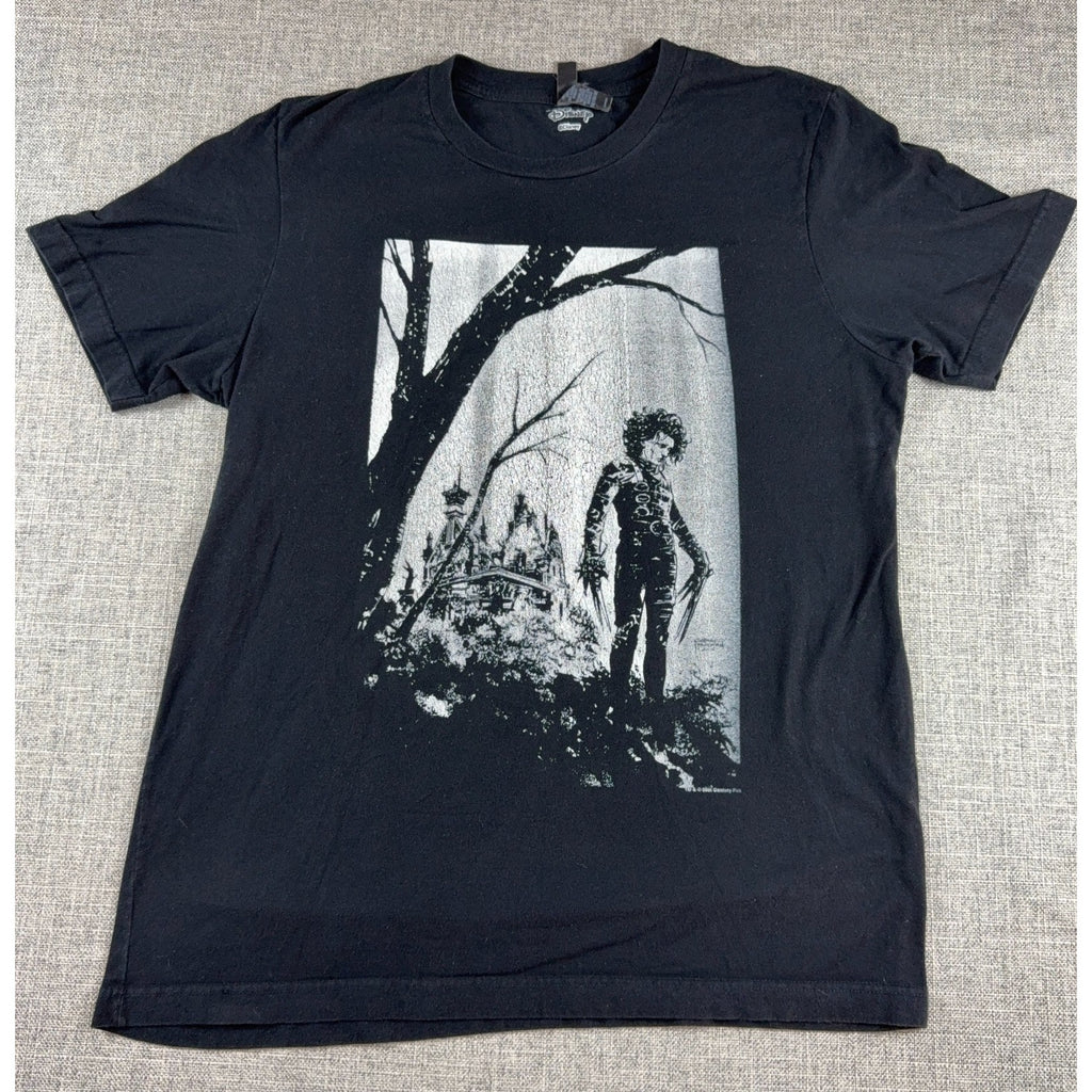 Disney Edward Scissorhands T Shirt Large Black Movie Graphic Tim Burton Goth Tee