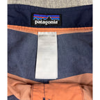 Patagonia Wavefarer Board Shorts Mens 34 Orange Navy Stripe Swim Surf Trunks