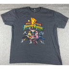 Mighty Morphin Power Rangers T Shirt Mens XL Gray Retro Graphic Tee 90s Style