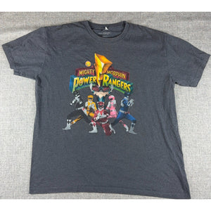 Mighty Morphin Power Rangers T Shirt Mens XL Gray Retro Graphic Tee 90s Style