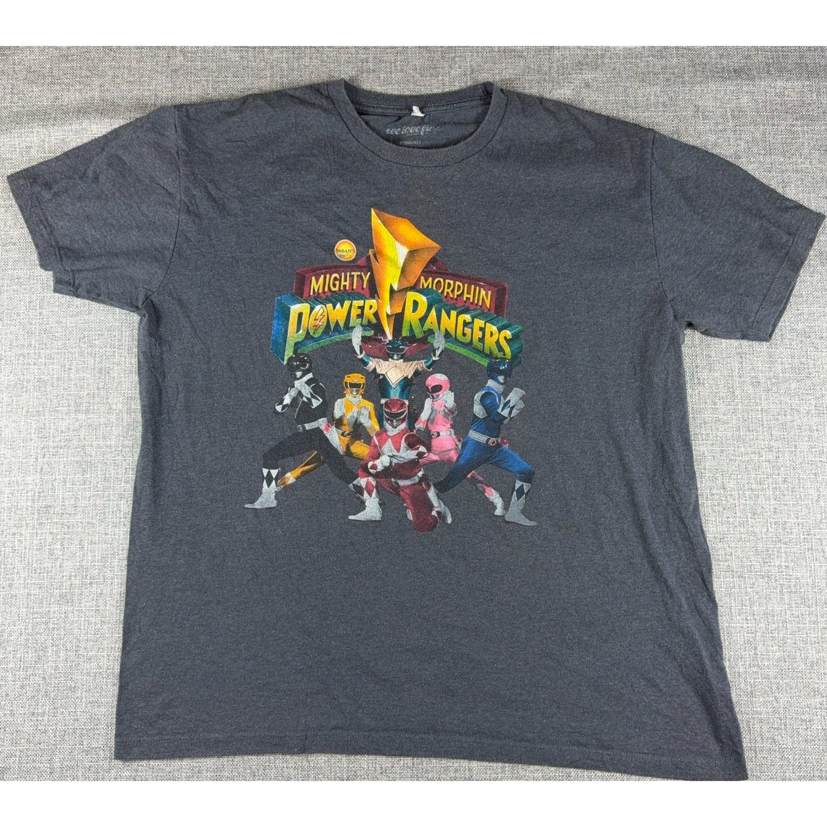 Mighty Morphin Power Rangers T Shirt Mens XL Gray Retro Graphic Tee 90s Style