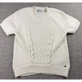 Ted Baker London Sweater Womens 1 US 4 Cream Cable Knit Lace Up Short Sleeve