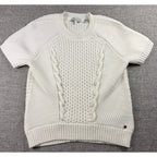 Ted Baker London Sweater Womens 1 US 4 Cream Cable Knit Lace Up Short Sleeve