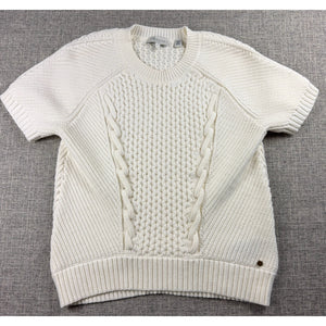 Ted Baker London Sweater Womens 1 US 4 Cream Cable Knit Lace Up Short Sleeve