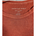 American Eagle Soft & Sexy Ribbed Top Women's S Rust Puff Sleeve Long Sleeve