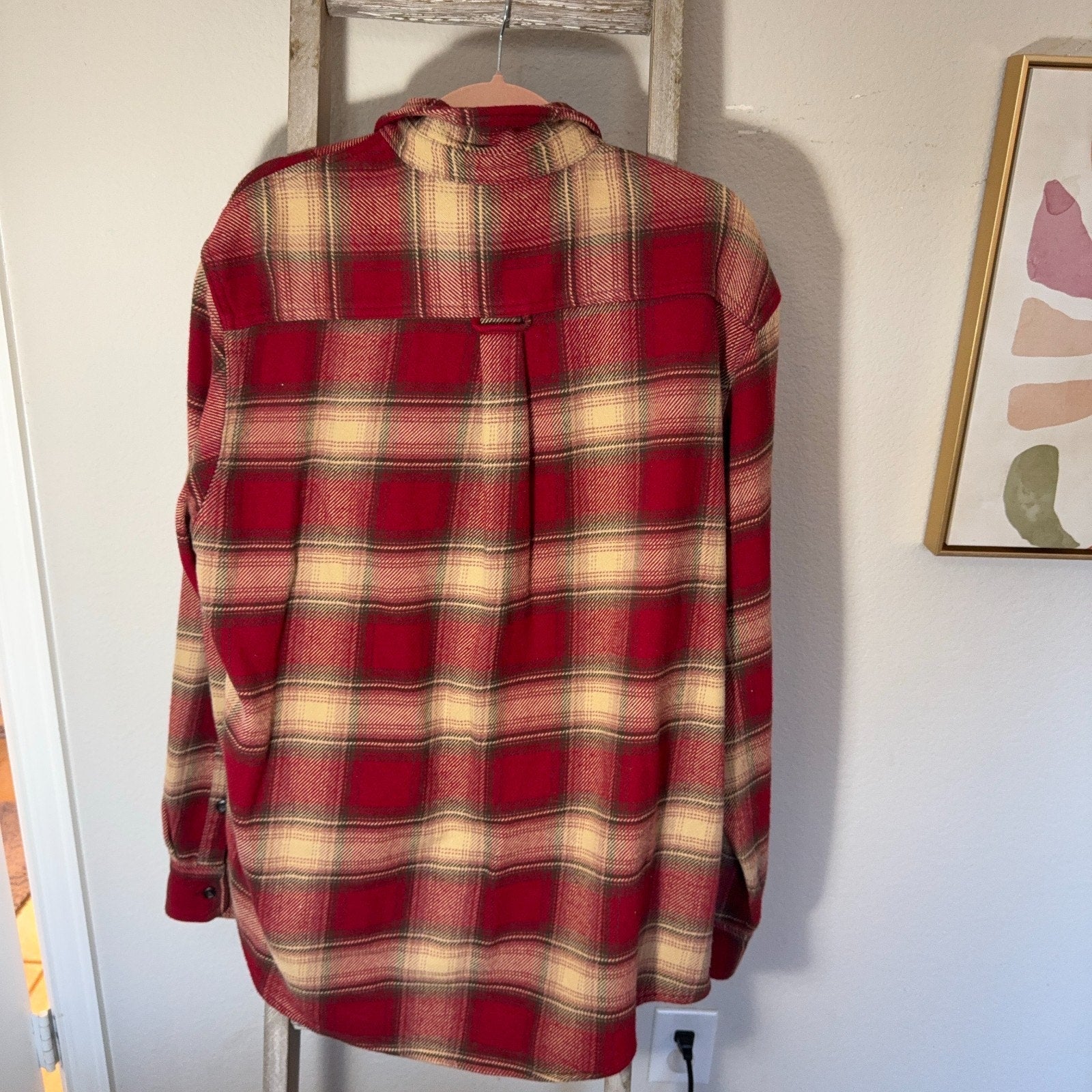 Orvis Classic Collection Flannel Shirt Jacket Mens Large Red Plaid Fleece Lined