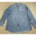 Vintage 90s Tommy Hilfiger Chambray Shirt Mens 16-35 L Hong Kong Crest