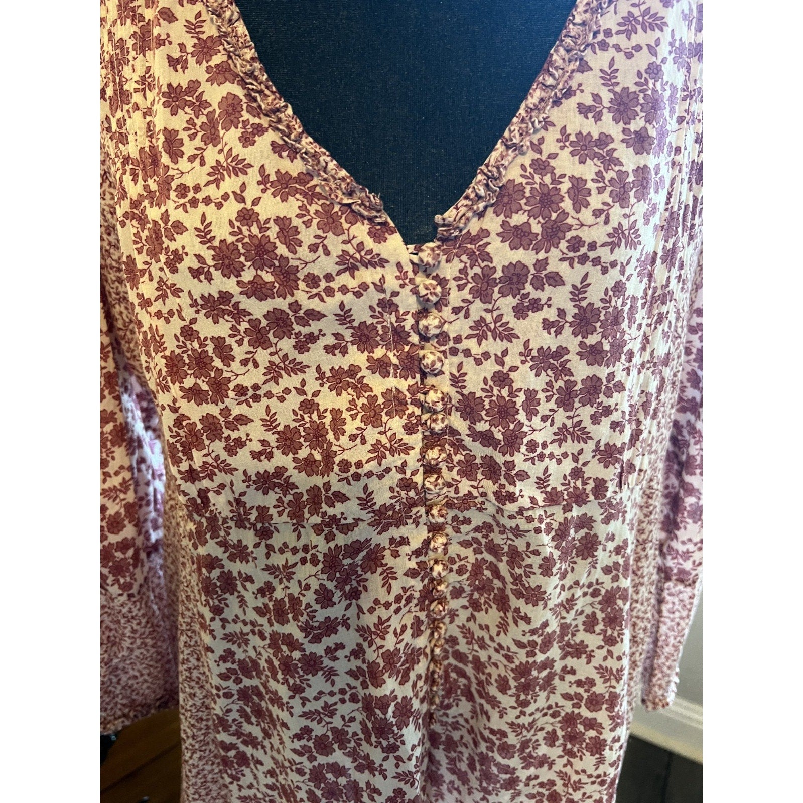HATCH Floral Maxi Dress Women’s Cotton Boho Prairie Cottagecore Long Sleeve Sz 1
