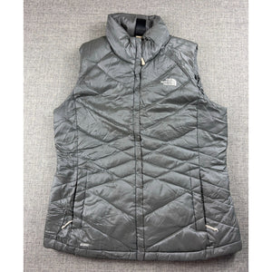 The North Face Aconcagua 550 Down Vest Womens L Gray Puffer Quilted Goose Down