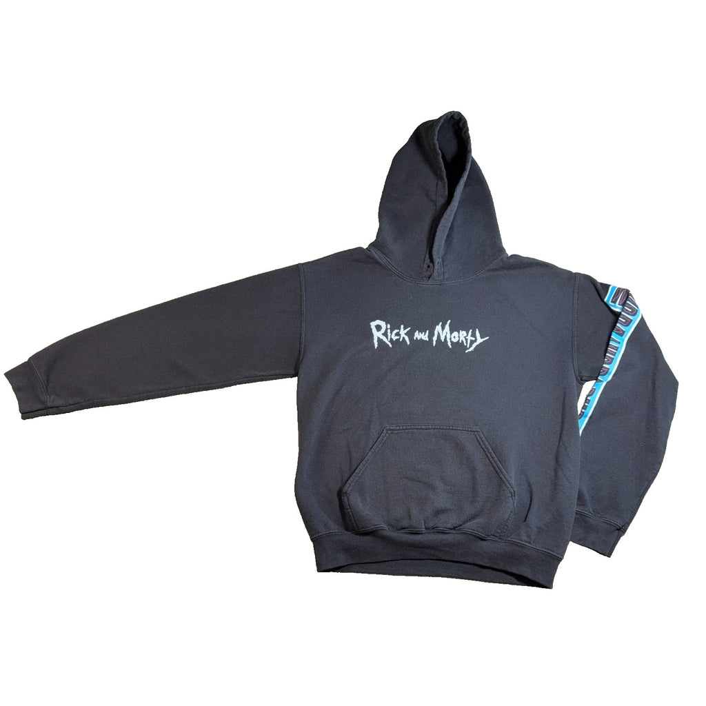 Rick and Morty Hoodie Adult S Black Wubba Lubba Dub Dub Graphic Pullover