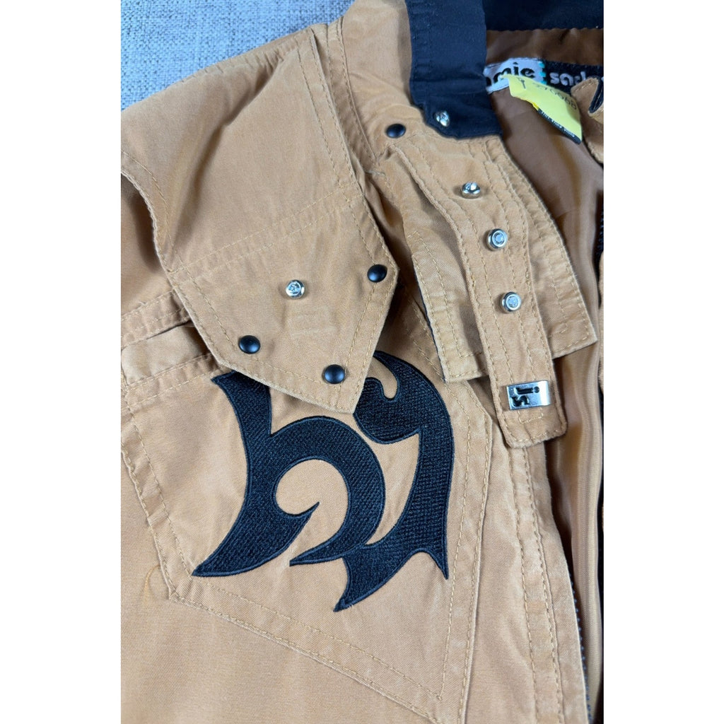 Jamie Sadock XL Y2K Utility Jacket Tan Techwear Convertible Sleeve Cargo Golf