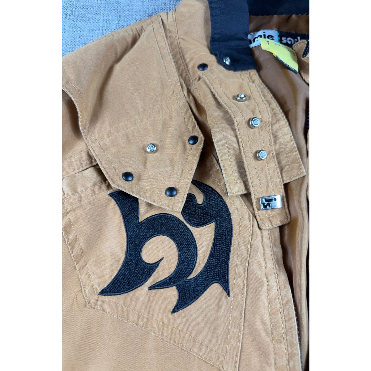 Jamie Sadock XL Y2K Utility Jacket Tan Techwear Convertible Sleeve Cargo Golf