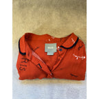 Anthropologie Maeve Paris London Print Blouse Womens 10 Red Button Front Boho
